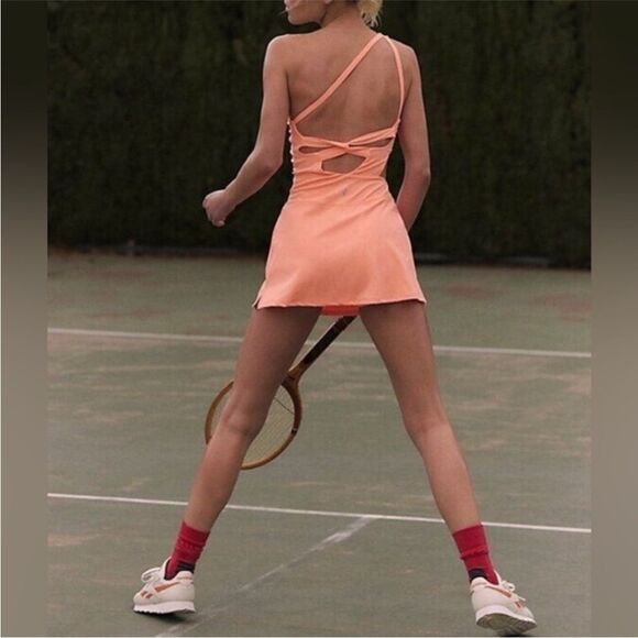 Free People One-Shoulder Dress in Peach NWT LARGE - Picture 2 of 4